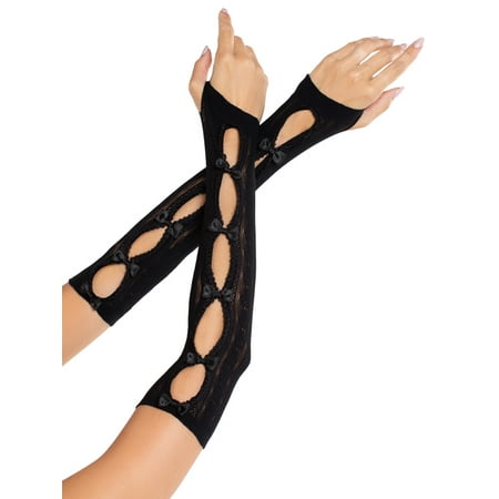 Sweetheart Striped Keyhole Arm Warmers O/s - Black