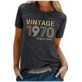 thumbnail image 4 of Trendfront Womens Vintage 1970 T Shirts Letter Graphic V Neck Casual Short Sleeve Loose Fit Tops Trendy Fashion Tee Pullover Daily Wear, 4 of 6