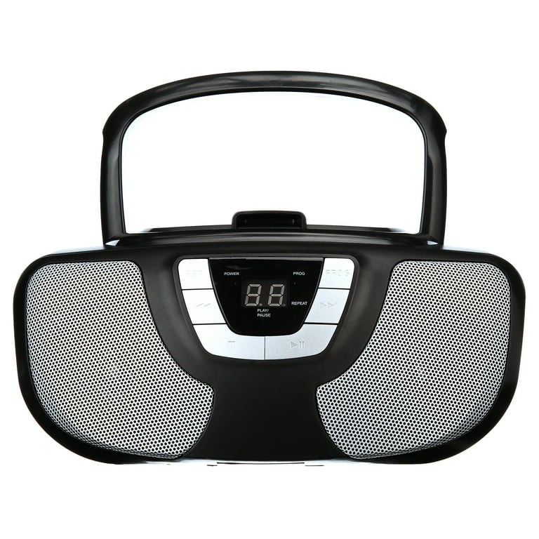 Sylvania SRCD1025 Portable CD Radio Boombox - Black - Walmart.com