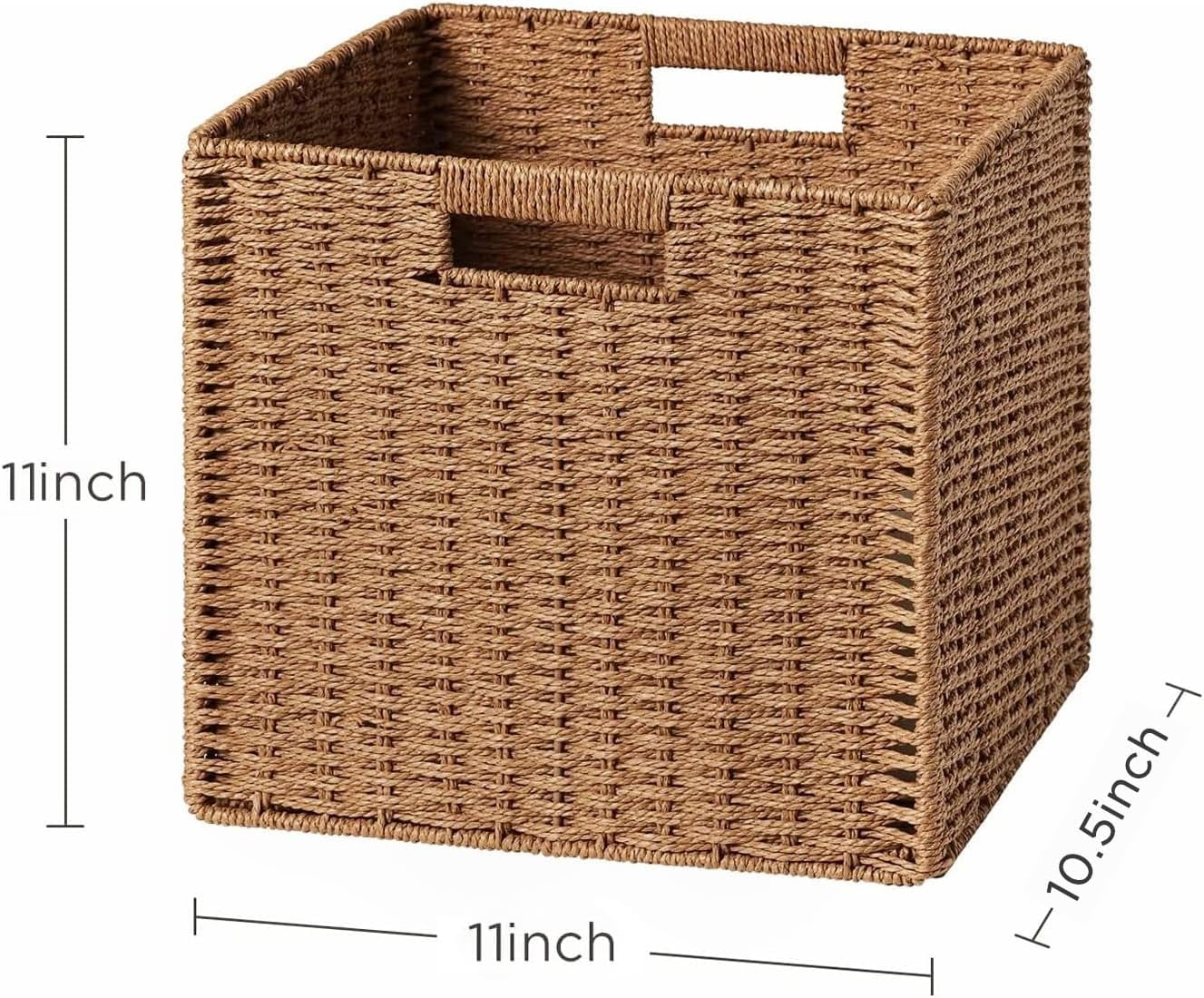 HBlife Wicker Baskets, Set of 3 Foldable Hand-Woven Paper Rope Storage Baskets, Caramel
