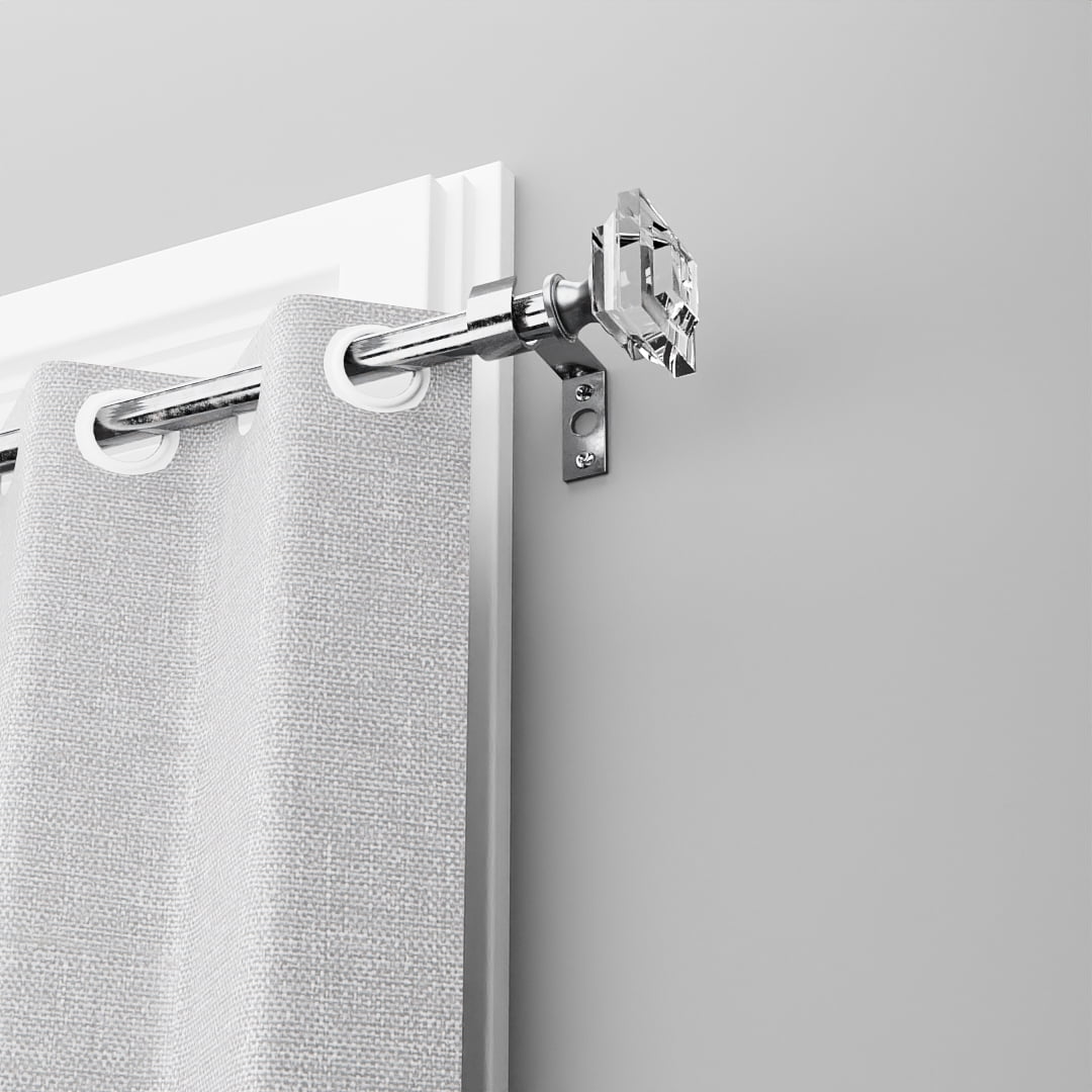3/4" Diameter Standard Decorative Window Curtain Rod, Adjustable Curtain Rod for Windows , Acrylic Square Finials