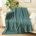 thumbnail image 4 of Super Soft King Blanket Light Teal Premium Silky Flannel Fleece 3D Checkered Lightweight Bed Blanket All Season Use (Light Teal Checkered, King(90"x110")), 4 of 5