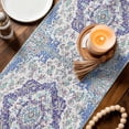 thumbnail image 4 of Table Runner - 72 Inch Long, Blue Purple Boho Kitchen Dining Table Runner Dresser Scarves, Vintage Abstract Art Floral Ethnic Tribe Farmhouse Decor for Coffee Tables Wedding Party Banquet, 4 of 8