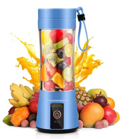 

JLLOM Portable Juicer for Fruit Smoothie Shake & Juice Portable Blender Cup USB Rechargeable 350ML Capacity- Blue