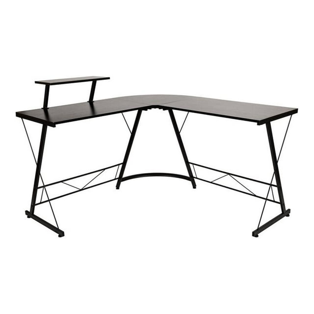 Pemberly Row Bureau d'Ordinateur de Jeu en Métal Acier en Forme de L, Noir