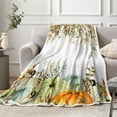 thumbnail image 5 of Fall Pumpkin Throw Blanket, Watercolor Autumn Pumpkins Leaves Cozy Fuzzy Flannel Blankets and Throws, Farmhouse Thanksgiving Harvest Couch Sofa Bed Camping Travel Picnic Outdoor Blanket,50X60IN, 5 of 5