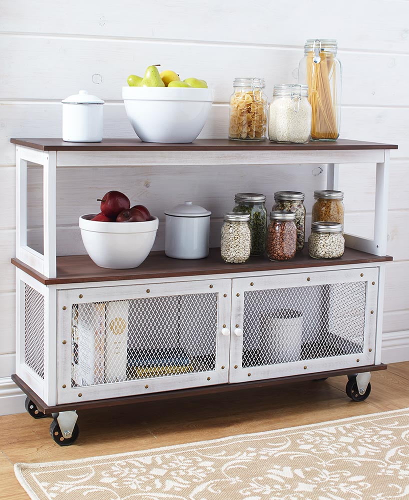 IndustrialStyle Rolling Buffet Cart Choice of Black and White (White)