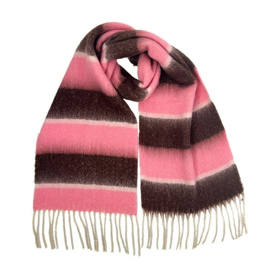 Vibrex Winter Women Warm Scarf Long Shawl Large Scarves Cold Weather Thicker Blanket Wrap Colour Stripe Winter Scarf for Women Chunky Warm Tassel Long Shawl Winter Accessories for Women Neck Gaiter