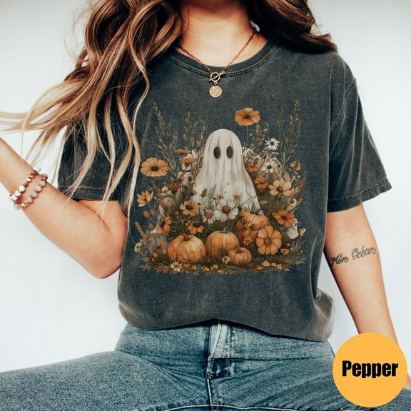 Halloween Ghost With Flowers Shirt | Halloween T-Shirt | Autumn Fall Season Shirt | Cute Floral Ghost Shirt | Floral Ghost