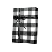 1 Pack, Buffalo Plaid Black and White Gift Wrap, 24"x833', Full Ream Roll for Party, Holiday & Events, Made in USA