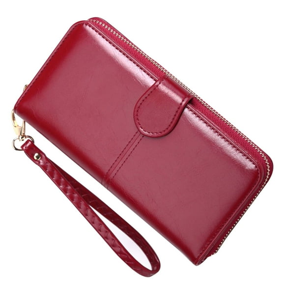 Women Long Wallet Zipped Purse Wallet Pocket Purses Wallet Red