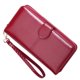 thumbnail image 2 of Cartera larga de piel sintética con cremallera para teléfono móvil, cierre a presión, portátil (rojo vino), 2 of 7