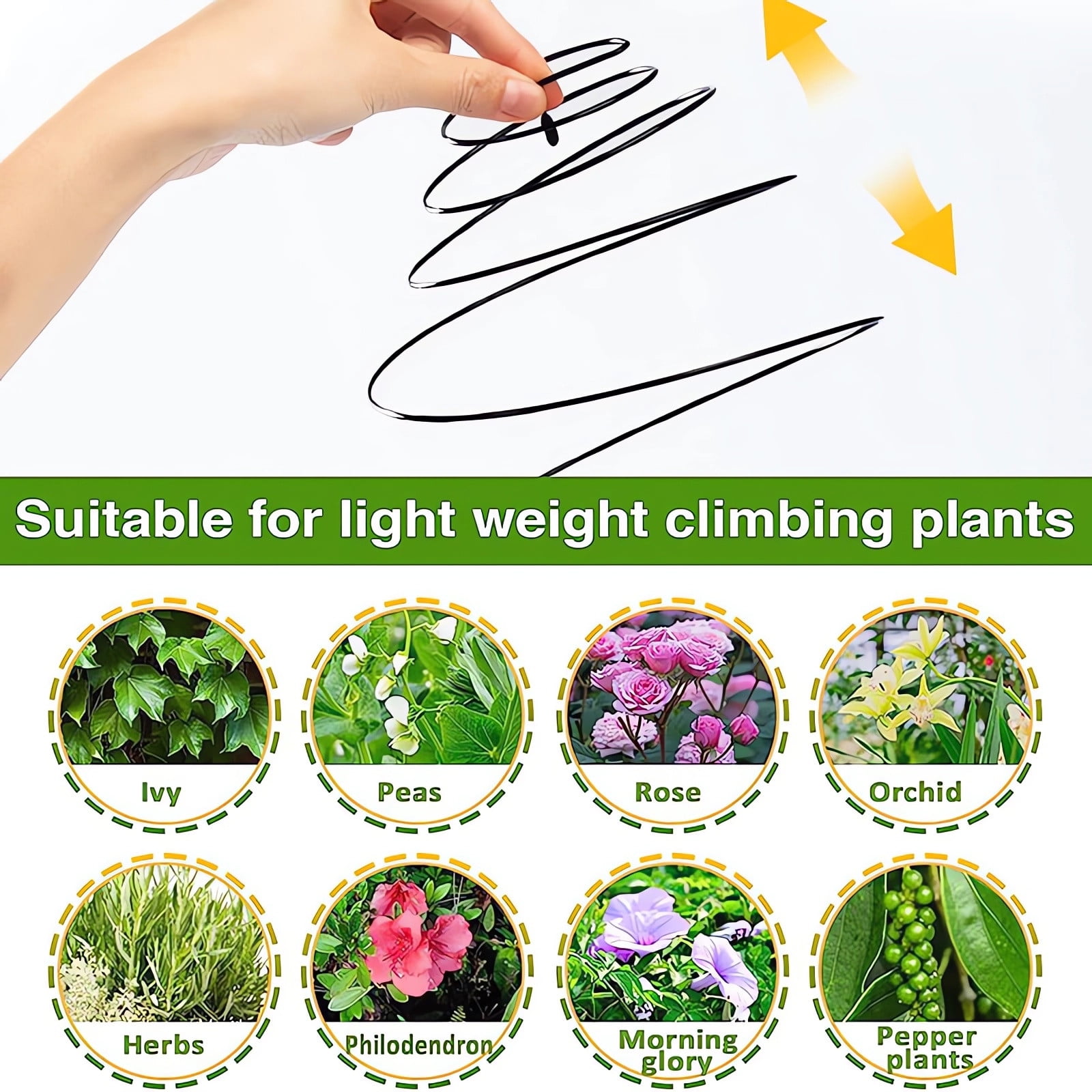 Iron Plant Stand with Support Posts - 53.6 Inch Tall Screw Style Climbing Cage for Potted Plants, Flowers, Vines - Rust-Proof Metal & Plastic Construction
