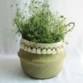 thumbnail image 2 of Storage Basket Rattan Straw Basket Wicker Seagrasss Folding Laundry Flower Pot Flower Vase Home Hanging Basket, 2 of 6