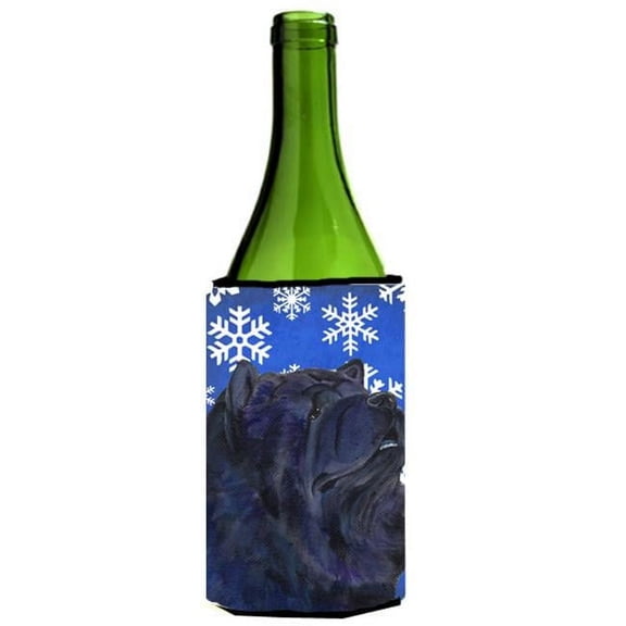 Chow Chow Winter Snowflakes Holiday Wine bottle sleeve Hugger 24 oz.