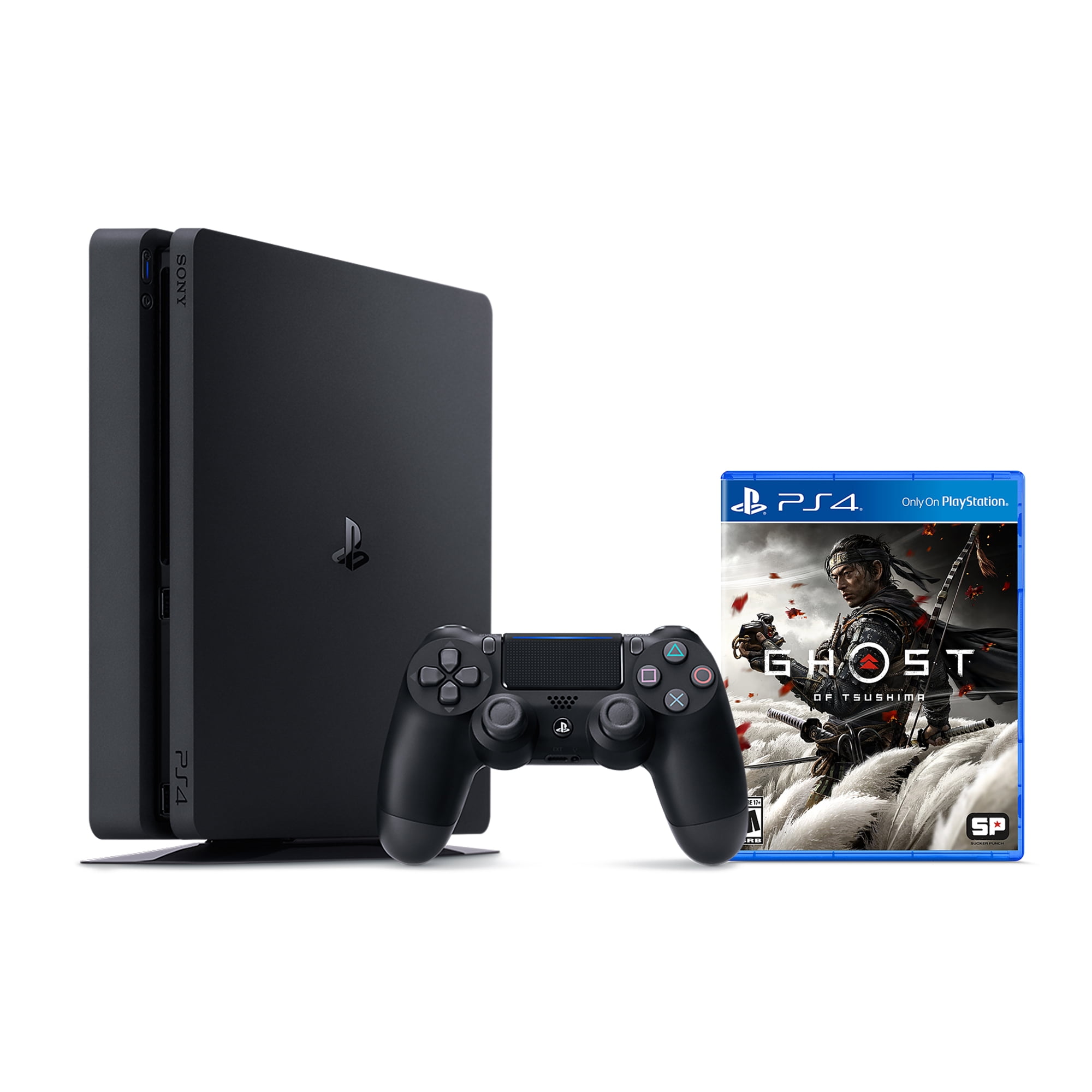 PlayStation 4 1TB Console with Ghost of Tsushima - PS4 Slim 1TB Jet Black HDR Console, Wireless Controller and Game Walmart.com