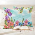 thumbnail image 3 of Spring Flowers Pillow Covers 2 Pack Vintage Watercolor Purple Pink Yellow Floral Leaf Gradient Blue Pillowcase Waterproof Outdoor Throw Pillow Cover for Patio Garden Square Cushion 20”x20”, 3 of 9