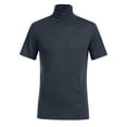 thumbnail image 5 of Men Casual Spring Summer Solid Color Short Sleeve Turtleneck Tops Shirts Grey XL, 5 of 5