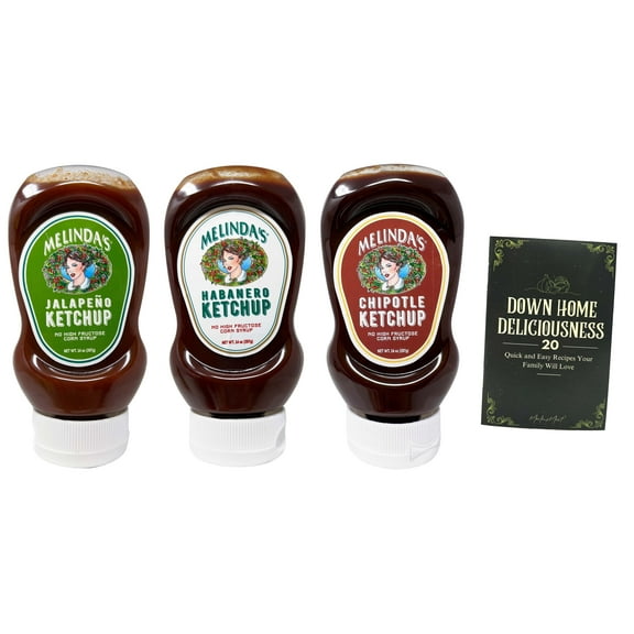 Ketchup - 3 flavors - 1 each: Jalapeño, Habanero, Chipotle (14 oz.) - Melinda's | MerlinsMart Zine