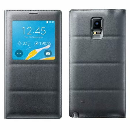 Smart View Auto Sleep With Chip Leather Case Flip Cover Holster for Samsung Galaxy Note 4 Note4 N910 N910C N910F
