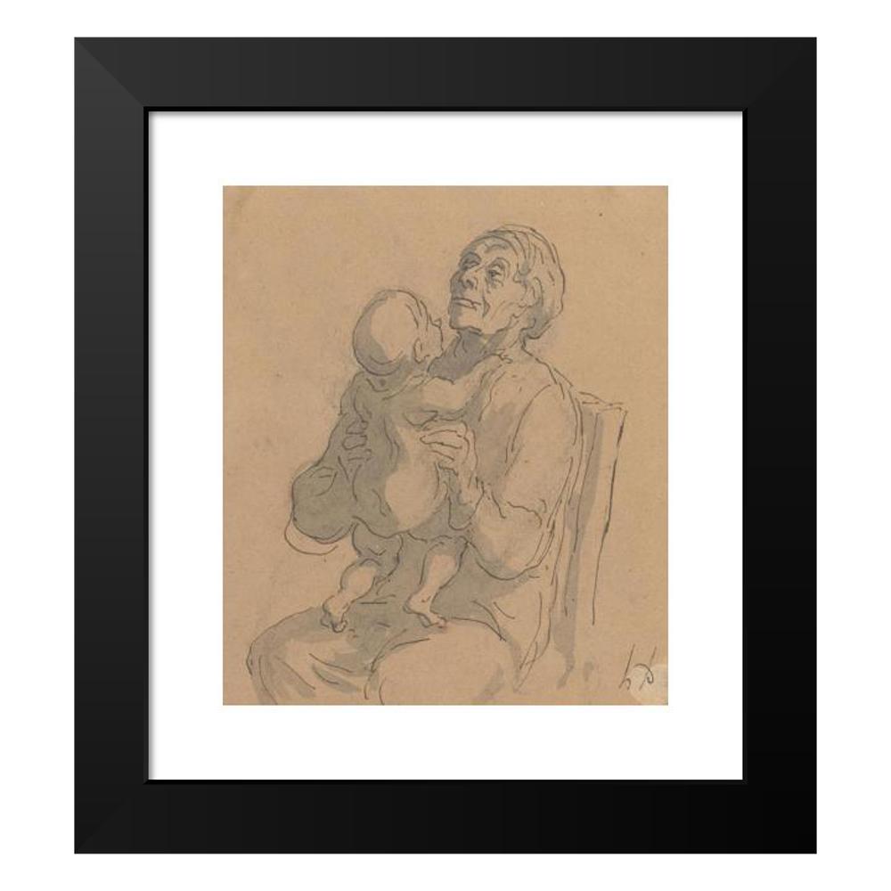Honoré Daumier 12x13 Black Modern Framed Museum Art Print Titled - The Grandmother