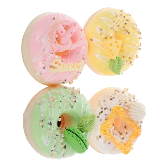 ELAYARD Set of 4 Realistic PVC Refrigerator Magnets, Artificial Dessert Doughnuts for Home Decoration