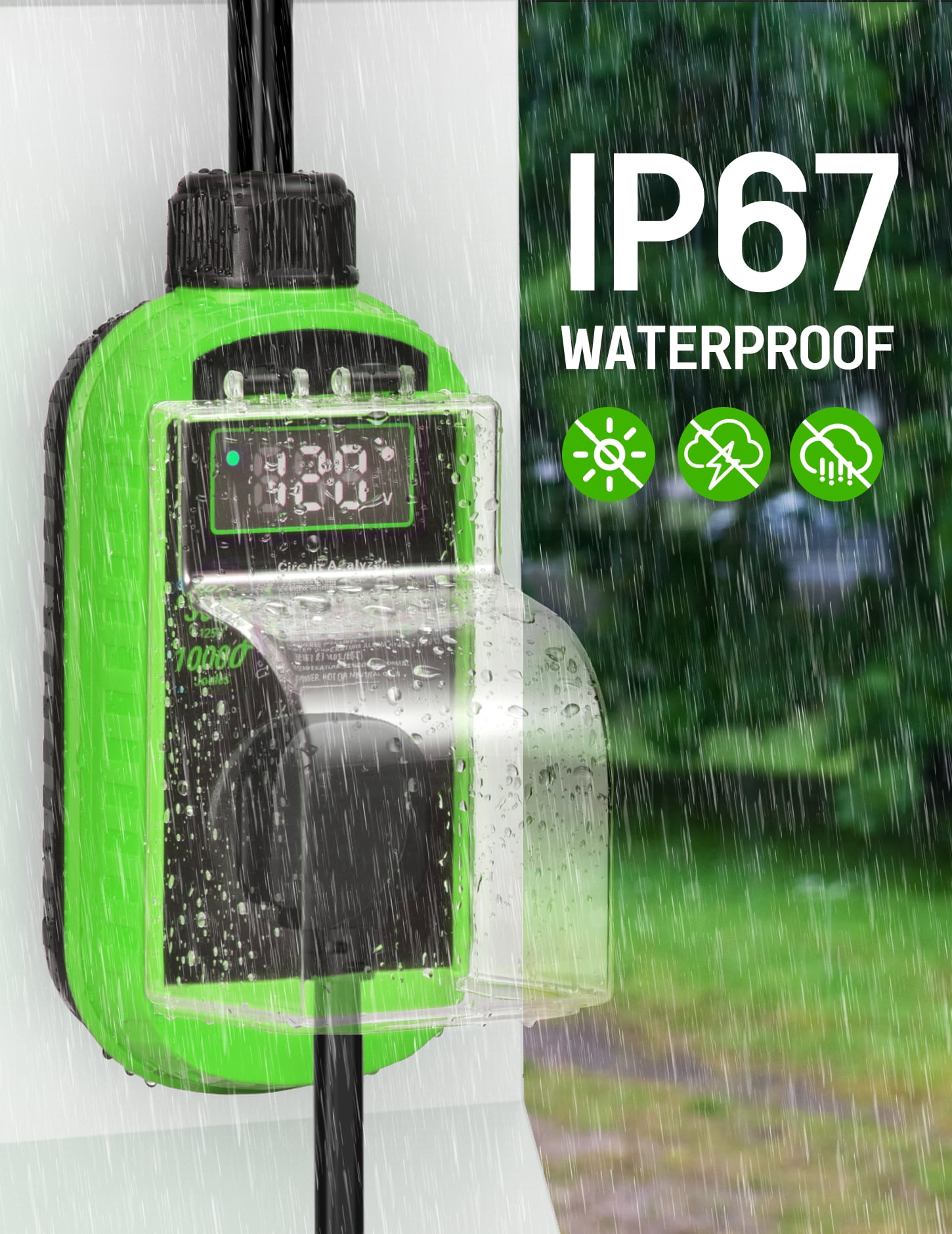 RV Surge Protector 30 Amp, 10,000J Smart 30 Amp RV Surge Protector with Auto Shutoff & Reset, RV Circuit Analyzer with LED Display, Voltage & Temperature Protection, IP67 Waterproof - Green