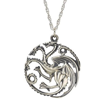 Game of Thrones Inspired Targaryen Silver Color Pendant Costume Necklace