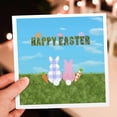 thumbnail image 7 of 3drose, Happy Easter with Eggs in Grass Font, Bunny Backs, Carrots, Pastels, 6 Greeting Cards with Envelopes, 7 of 7