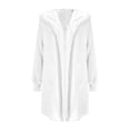 thumbnail image 5 of White Young Adult Tops Women's Casual Splice Coat Winter Warm Open Front with Pockets Hooded Cardigan Plus Size Tops for Women, 5 of 5