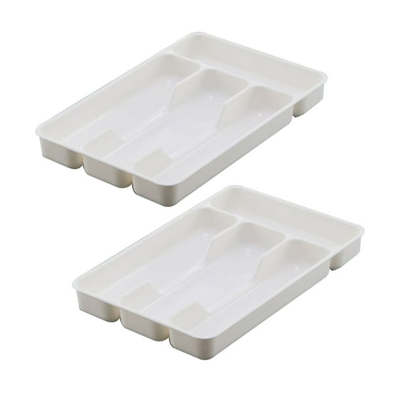 AOOOWER 4 Compartments Cutlery Tray Kitchen Drawer Organizer Spoon Knife Fork Separation Plastic Storage Box Tableware Tray