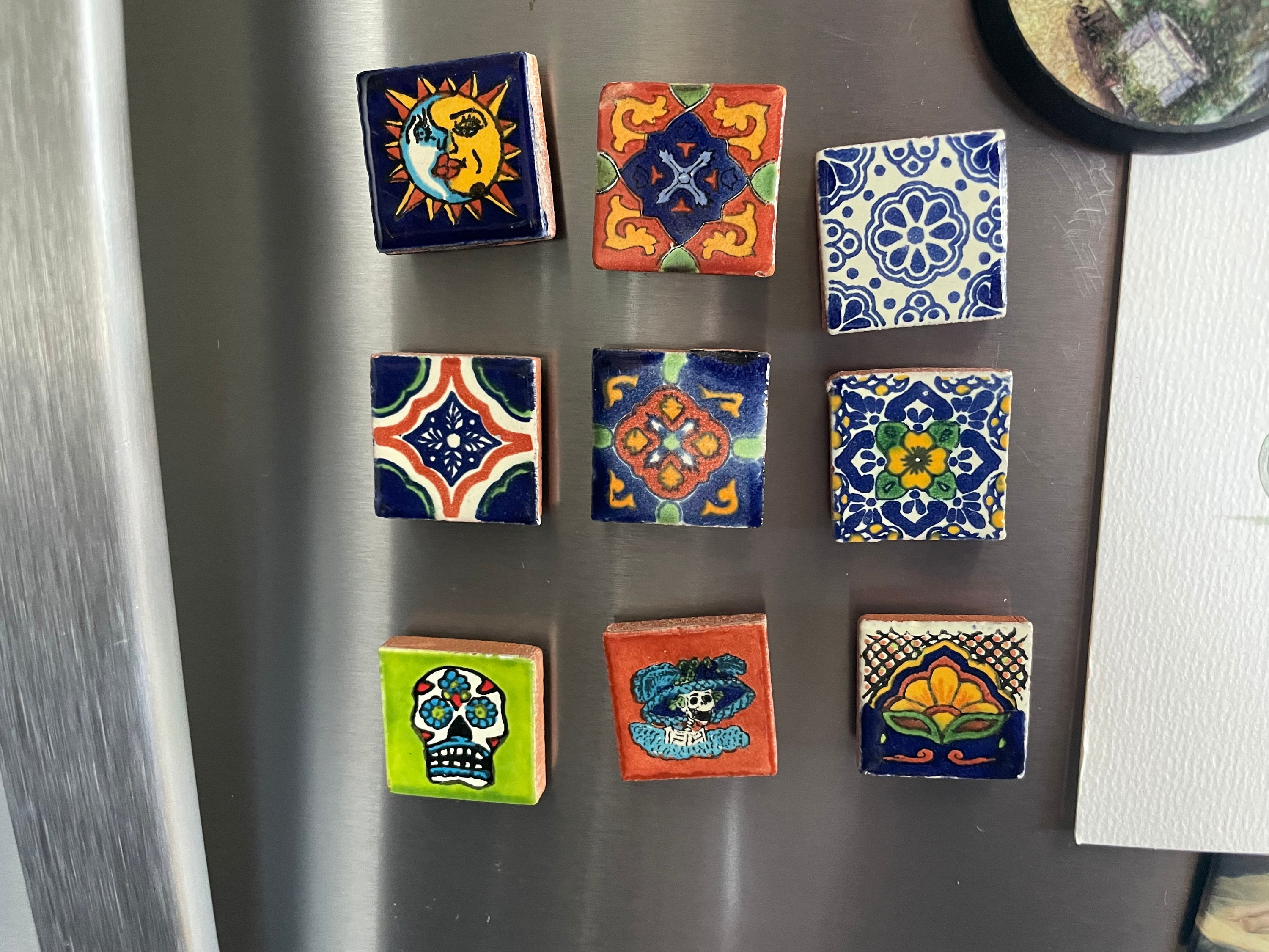 5 Pack - Mexican Tile Magnets | Fridge Magnets | Hand Painted Fridge Pottery | Talavera Ceramic