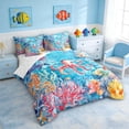 thumbnail image 2 of Manfei Watercolor Octopus Sea Turtle Bedding Comforter Set for Kids Boys and Girls, Coral Seashell King Bedding Sets, Reversible 7 Pieces, 2 of 6