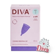 DivaCup - BPA-Free Reusable Menstrual Cup - Leak-Free Feminine Hygiene - Tampon and Pad Alternative - Up To 12 Hours Of Protection - Model 2 with Exclusive Retro Diva Pin