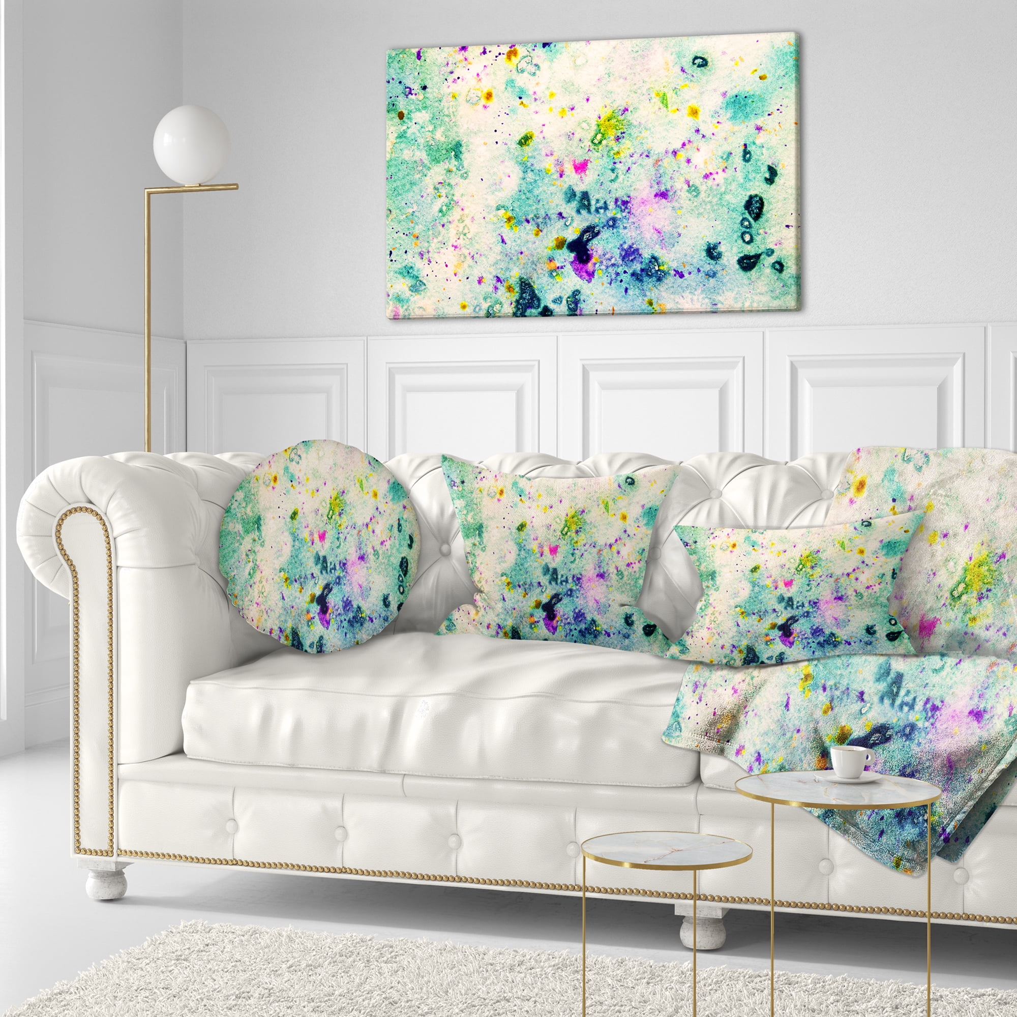 Designart Color Splatter - Abstract Throw Pillow - 12x20