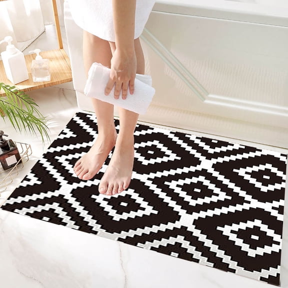 Fnochy Washable Bedroom Area Rug - 20" x 31.5" Rug Non-Slip Lightweight Black Rug for Living Room Throw Stain Resistant Large Kitchen Rug, Modern Rug Carpet for Office Entryway Dorm Dining Room