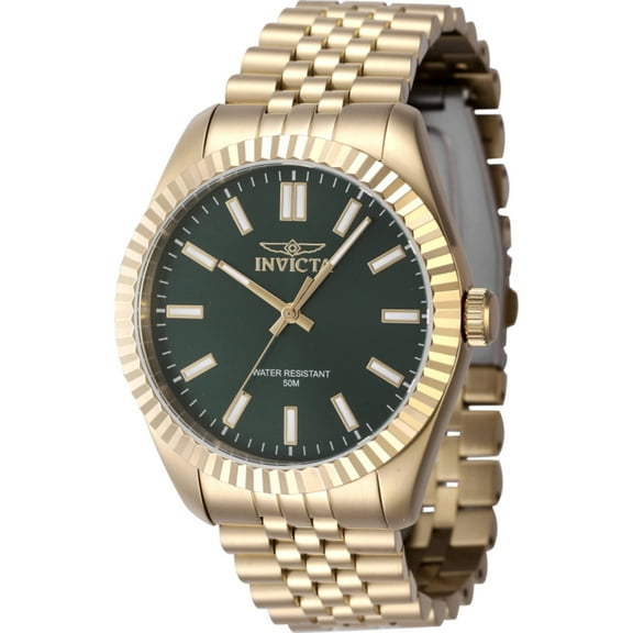 Invicta 47489 Men's Specialty Green Dial Yellow Gold Steel Watch