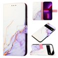 thumbnail image 1 of SaniMore Case for Google Pixel 7 Pro 6.7" 2022, PU Leather Case Luxury Marble Pattern Flip Kickstand Magnetic Clasp Cash Pocket Detachable Wrist Strap Fashion Cover for Girls Women, Purple & Ｗhite, 1 of 7