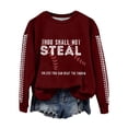 thumbnail image 2 of Clearance Fall Sweatshirts for Women Retro Baseball Thou Shall Not Steal Unless You Can Beat The Throw Print Sweatshirt, 2 of 4