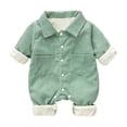 thumbnail image 3 of Umfun Baby Corduroy Collared Romper - Warm Button Down One-Piece Jumpsuit with Flap Pockets and Cuffed Sleeves Trendy Fall Winter Outfit for Infant Boys Girls, 3 of 9