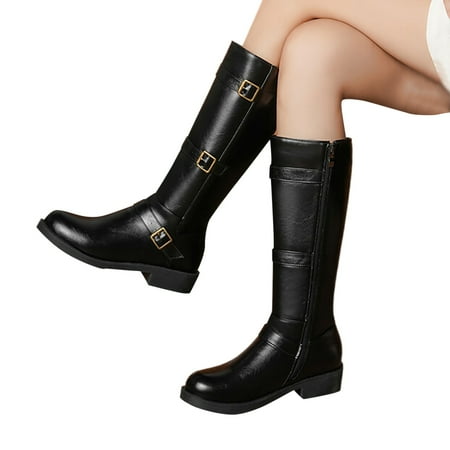 Women Shoes Fashion Knee Long Boots Thick High Heels Over Knee Pleated Suede Long Boots