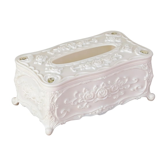 Embossed Pattern Tissue Box Finish Easy Access Bathroom Kitchen