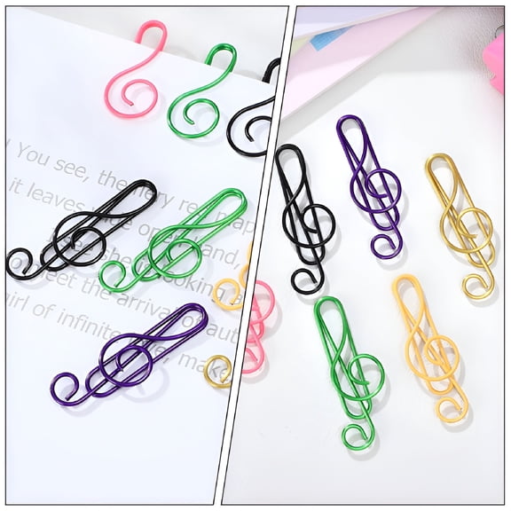 CCOCC Paper Clips 75Pcs Unique Music Note Shaped Clip Colorful Metal Clip Office Use Document Paper Clip