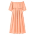 thumbnail image 6 of Horkkom Off the Shoulder Dresses for Women Short Sleeve Solid Color Summer Dresses Flowy Casual Maxi Dresses, S-3XL, 6 of 8