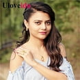 thumbnail image 2 of Uloveido Big Gold Oval Cut Crystal Rhinestone Necklace & Matching Stud Earrings Ring Jewelry Set for Women (Gold Plated, Yellow Stone, Size 5) Y183, 2 of 6