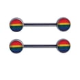 thumbnail image 1 of Nipple Ring Barbell 14G Pair Rainbow Design Jewelry, 1 of 1