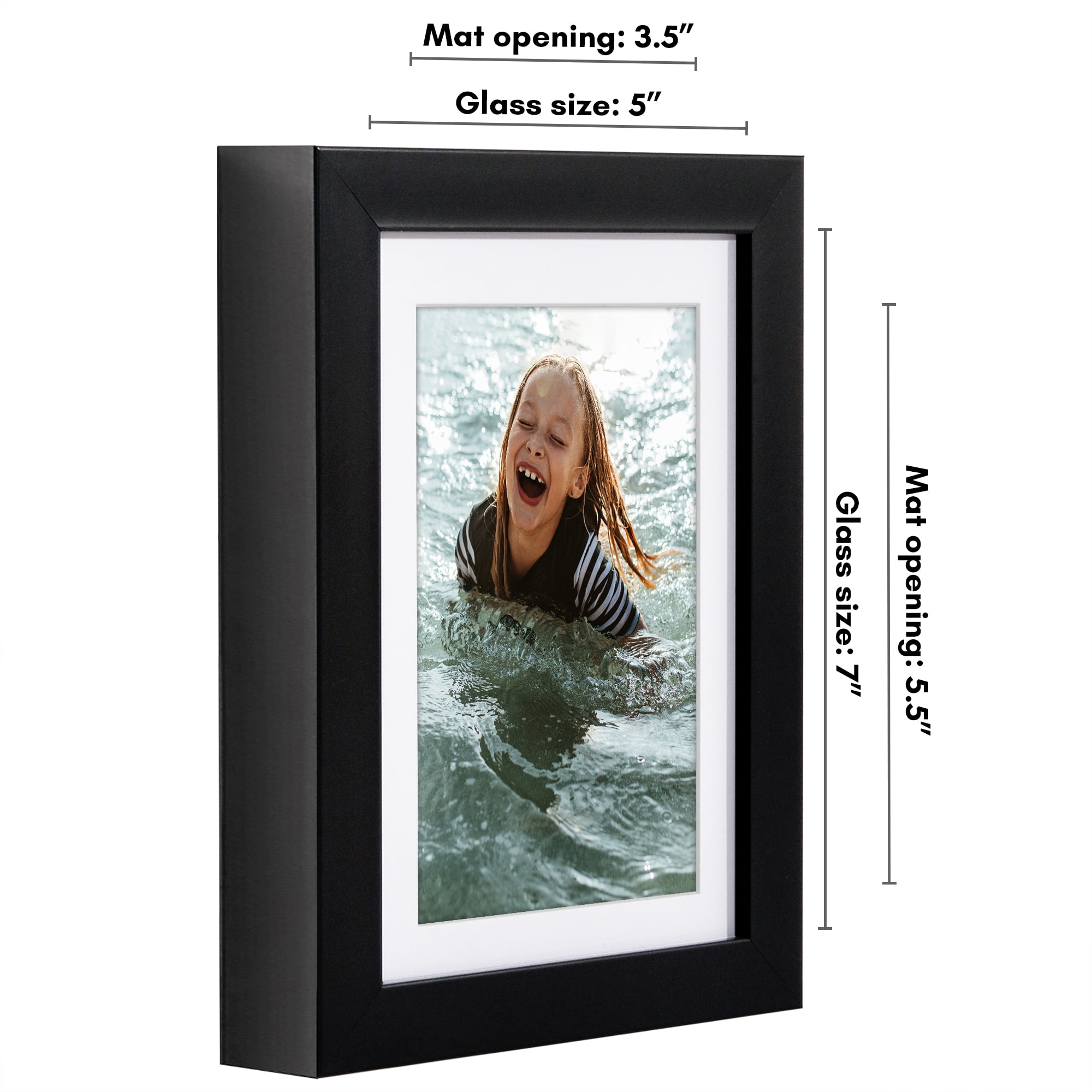 Americanflat 5x7 Picture Frame with Shatter-Resistant Glass with 4x6 Mat Display Photo Soho Collection - Black