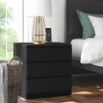 thumbnail image 1 of Hommpa 3 Drawers Black Nightstand Wooden Bedside Storage Cabinet End Side Table Chest for Bedroom Livingroom, 1 of 1
