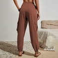 thumbnail image 6 of Itsame Womens Loose Long Pants New Pocket Solid Color High Waisted Wide Leg Sweatpants Brown Size S, 6 of 6