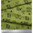 thumbnail image 2 of Soimoi Green Rayon Crepe Fabric Christmas Tree & Love Peace Joy Text Printed Fabric 1 Yard 46 Inch Wide, 2 of 3